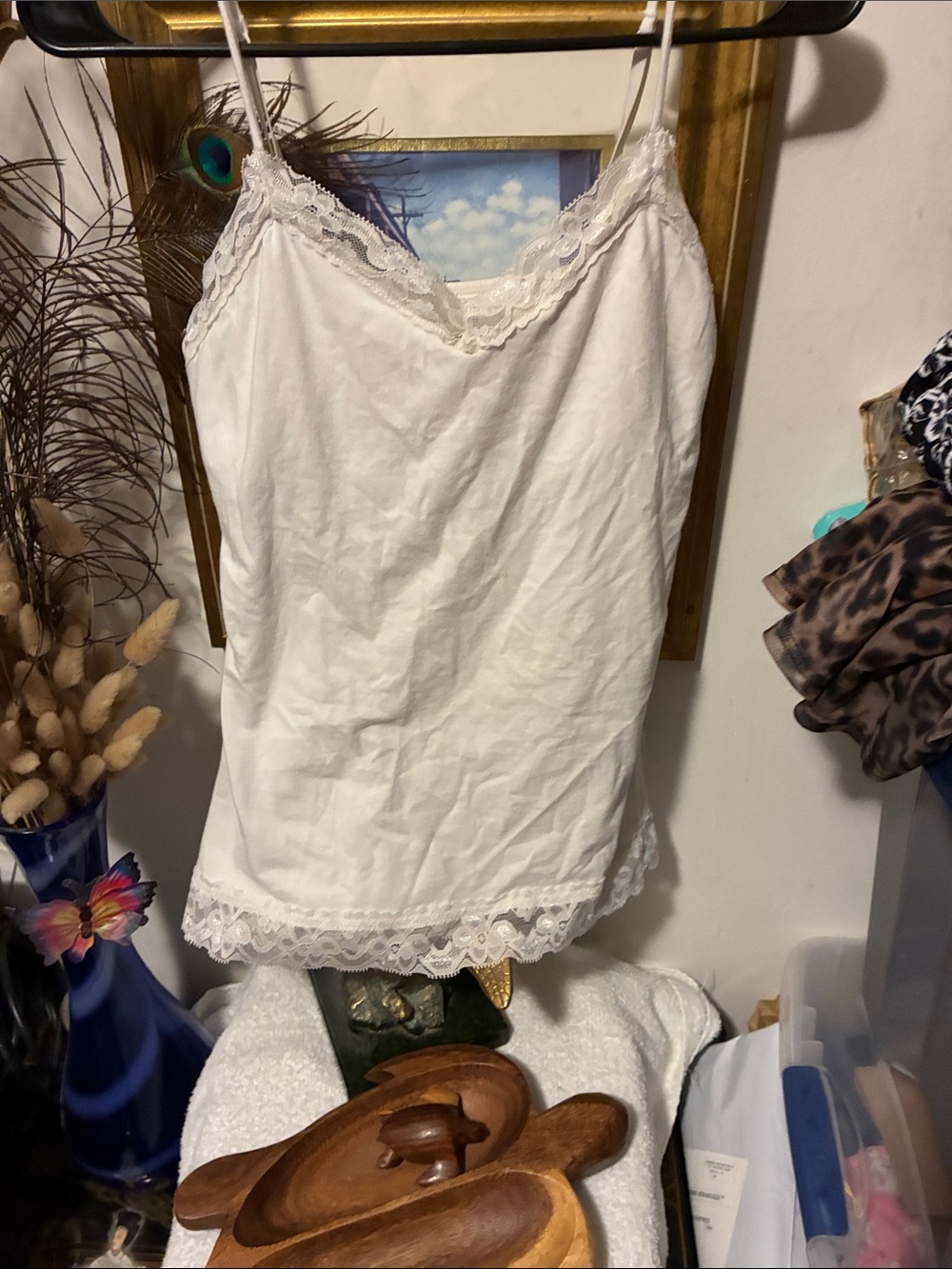 No Boundaries White Lace Trim Camisole